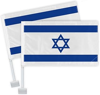 2 PCS Israel Car Flag,Heavy Duty Israeli National Decor,Two Layer Digital Printed 150D Banner For Car Vechile Truck