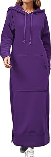 Women's Autumn and Winter Hooded Dress Casual Long Dress with Pockets Long Hooded Dress