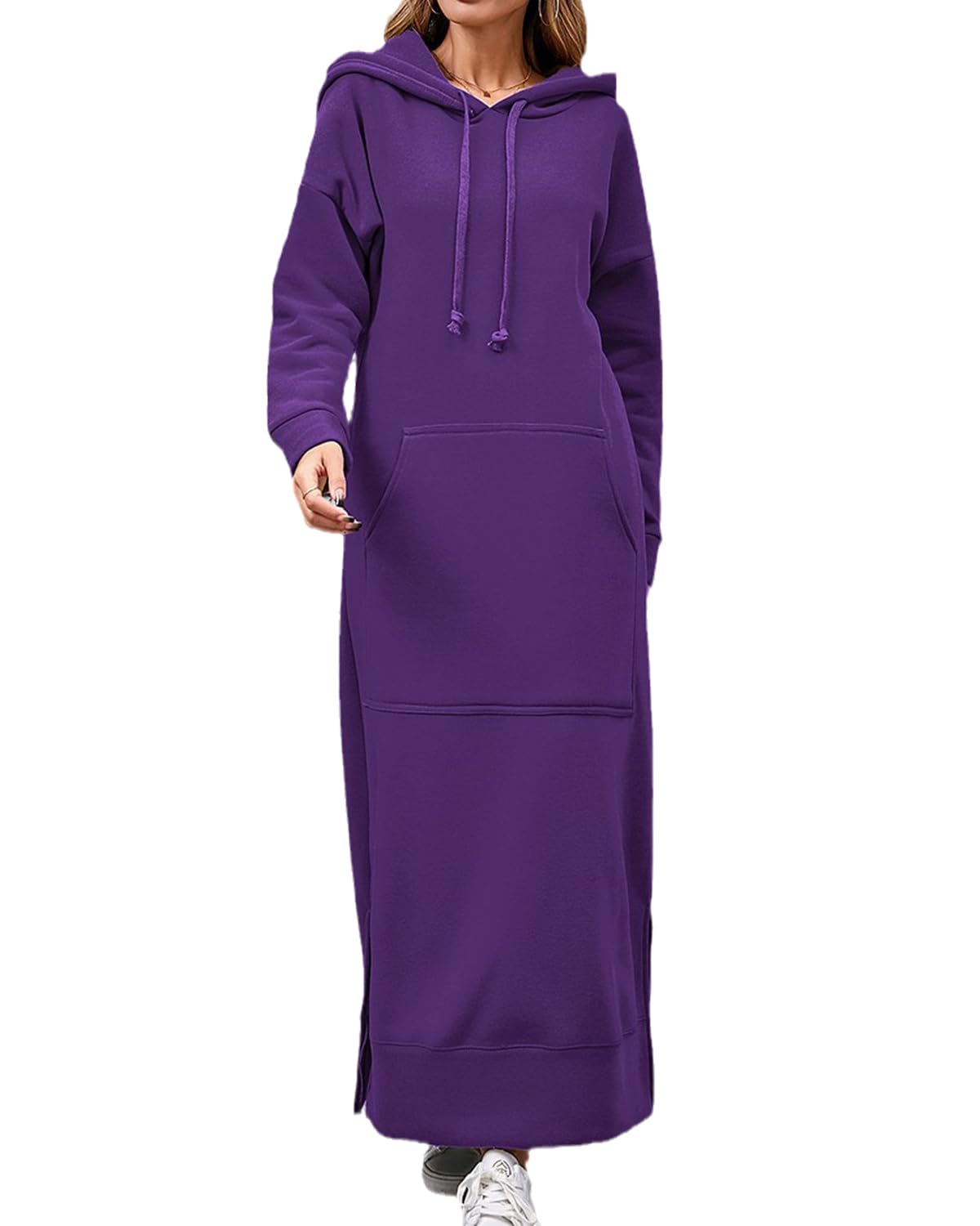 Women's Autumn and Winter Hooded Dress Casual Long Dress with Pockets Long Hoode