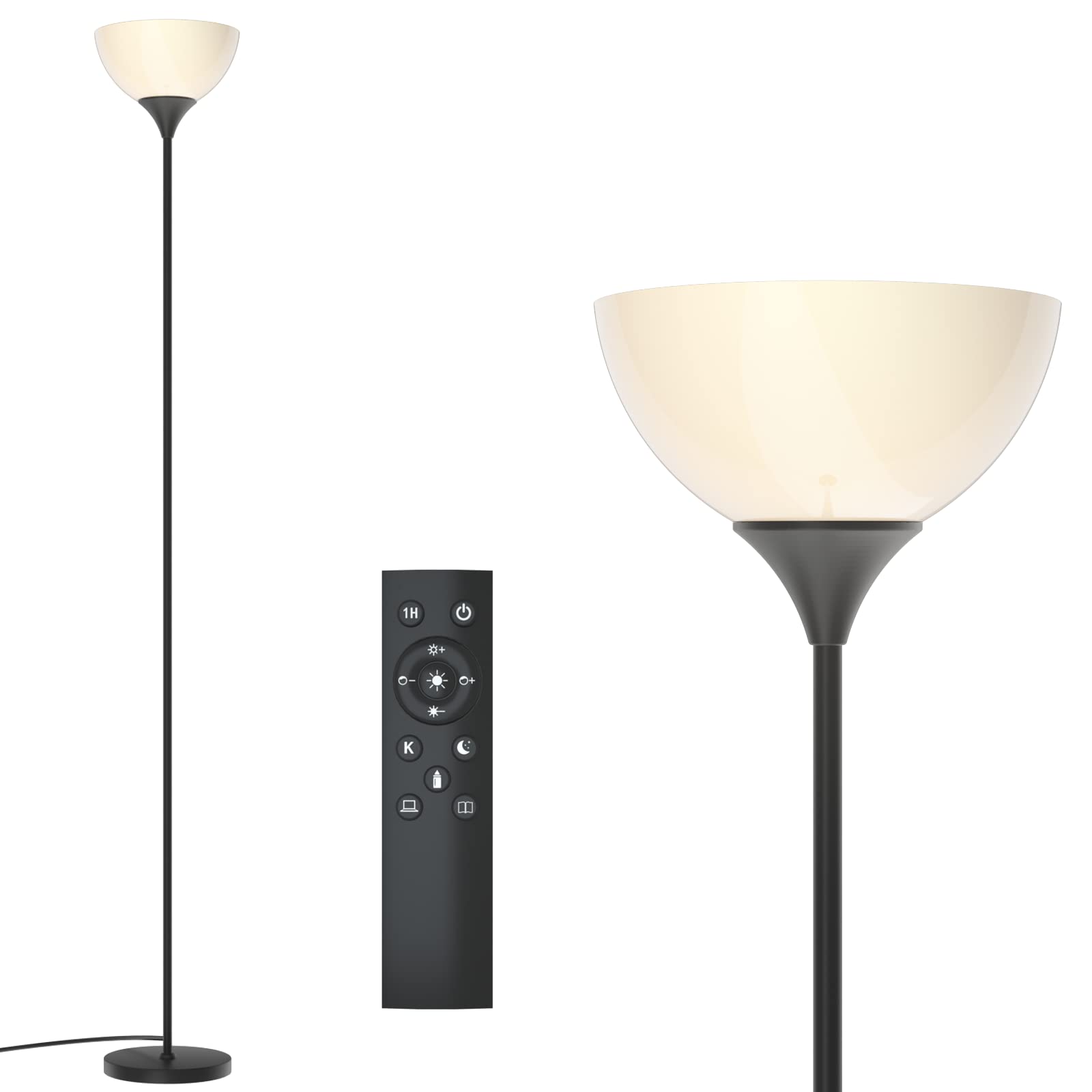 PESRAE Floor Lamp, Remote Control, Stepless Brightness & Color Temperature | LED