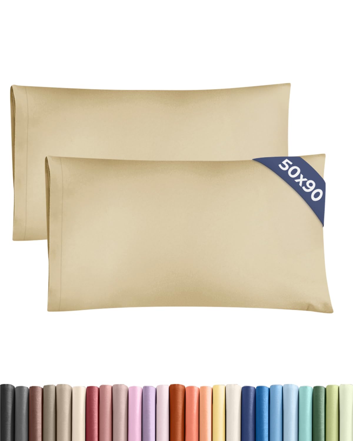 Pillowcases 2 Pack King 50x90 - Microfibre Envelope Closure - Beige