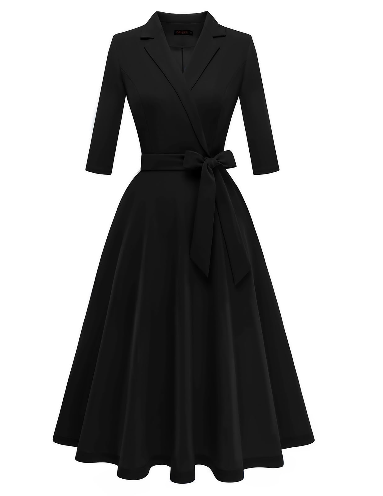 Meetjen Women's Vintage Tea Dress Autumn Fit and Flare 3/4 Sleeve Elegant Cockta