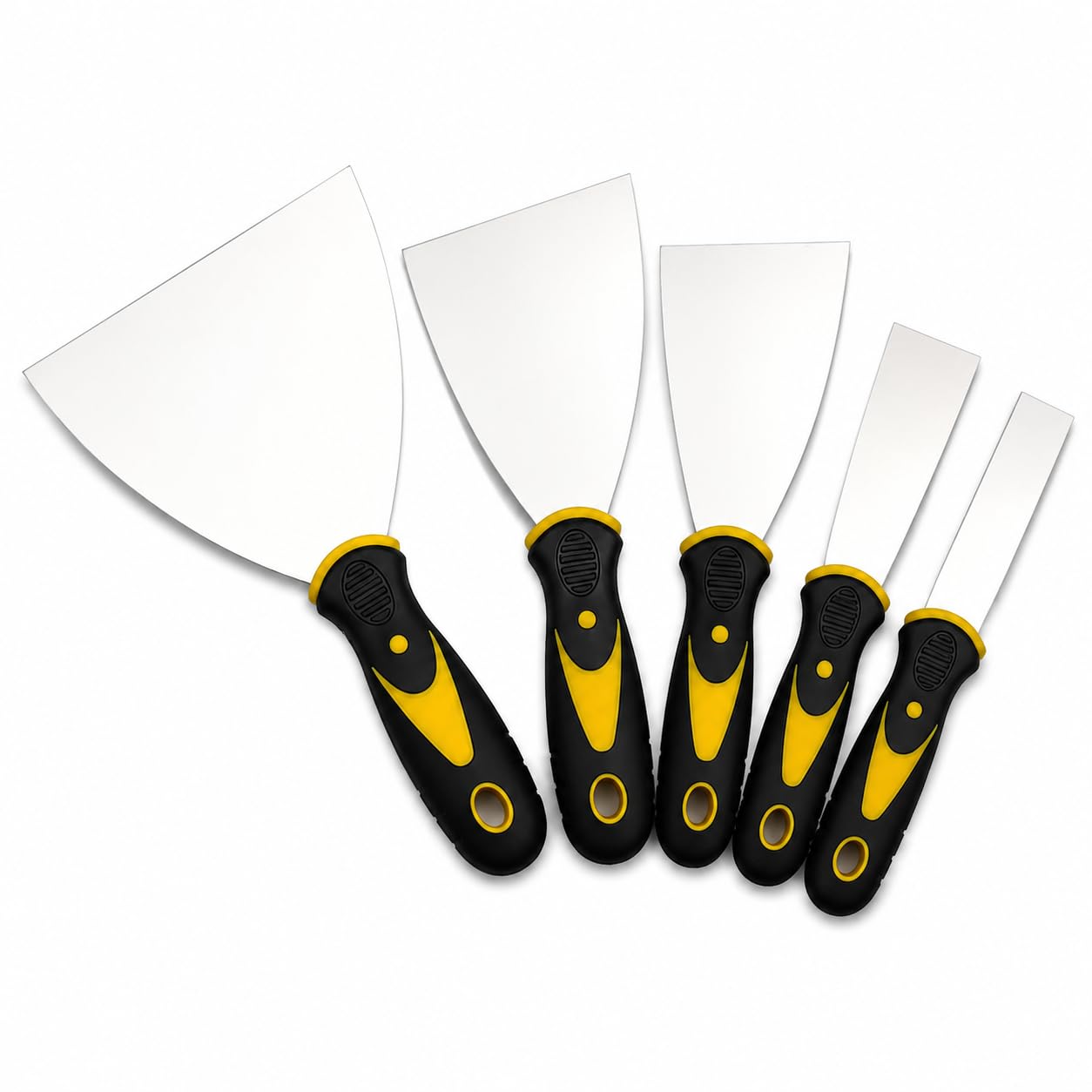 5-Piece Putty Knife Set, 1–5 Inch Scraper and Spackle Knives, Durable Paint Scra