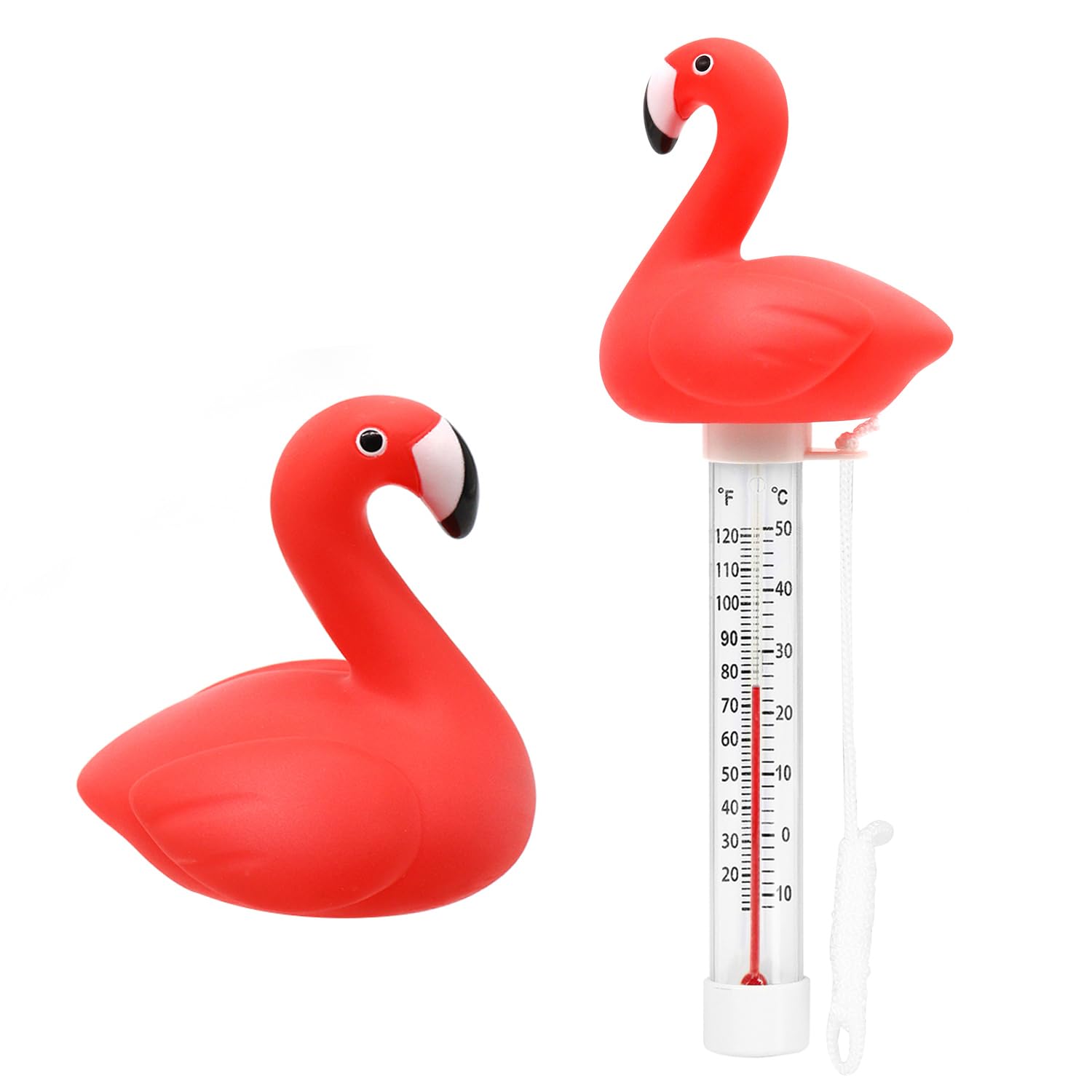 XY-WQ Flamingo Floating Pool Thermometer with String, Easy-Read | Large size eas