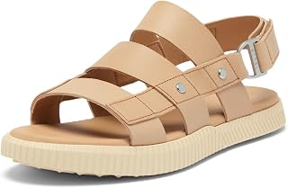 Sorel ONA Ave Slingback Flat Sandal, Women's Flat Sandals, Whitened Ceramic Honest Beige, 42 EU