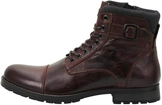 Jack & Jones Jfwalbany Leather Brown Stone SN Biker Boots Men