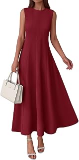 PRETTYGARDEN Sleeveless Crewneck Summer Maxi Dresses for Women 2026 Elegant Classy Semi Formal A Line Modest Party Dress