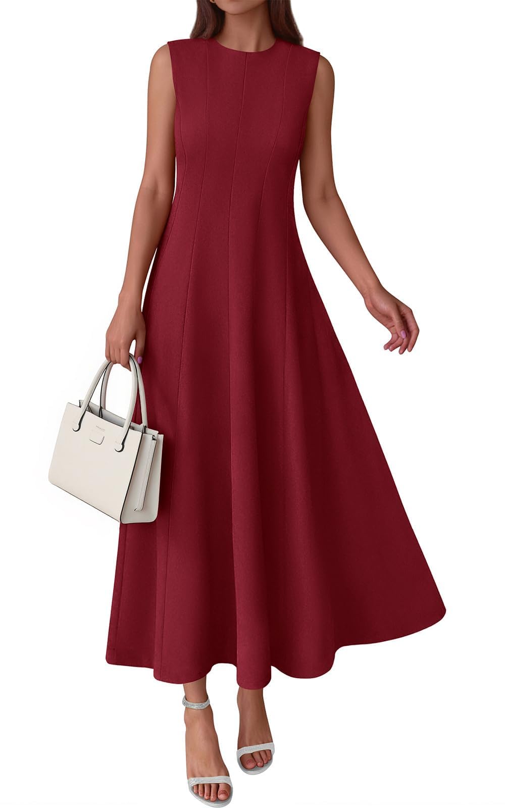 PRETTYGARDEN Sleeveless Crewneck Summer Maxi Dresses for Women 2026 Elegant Clas