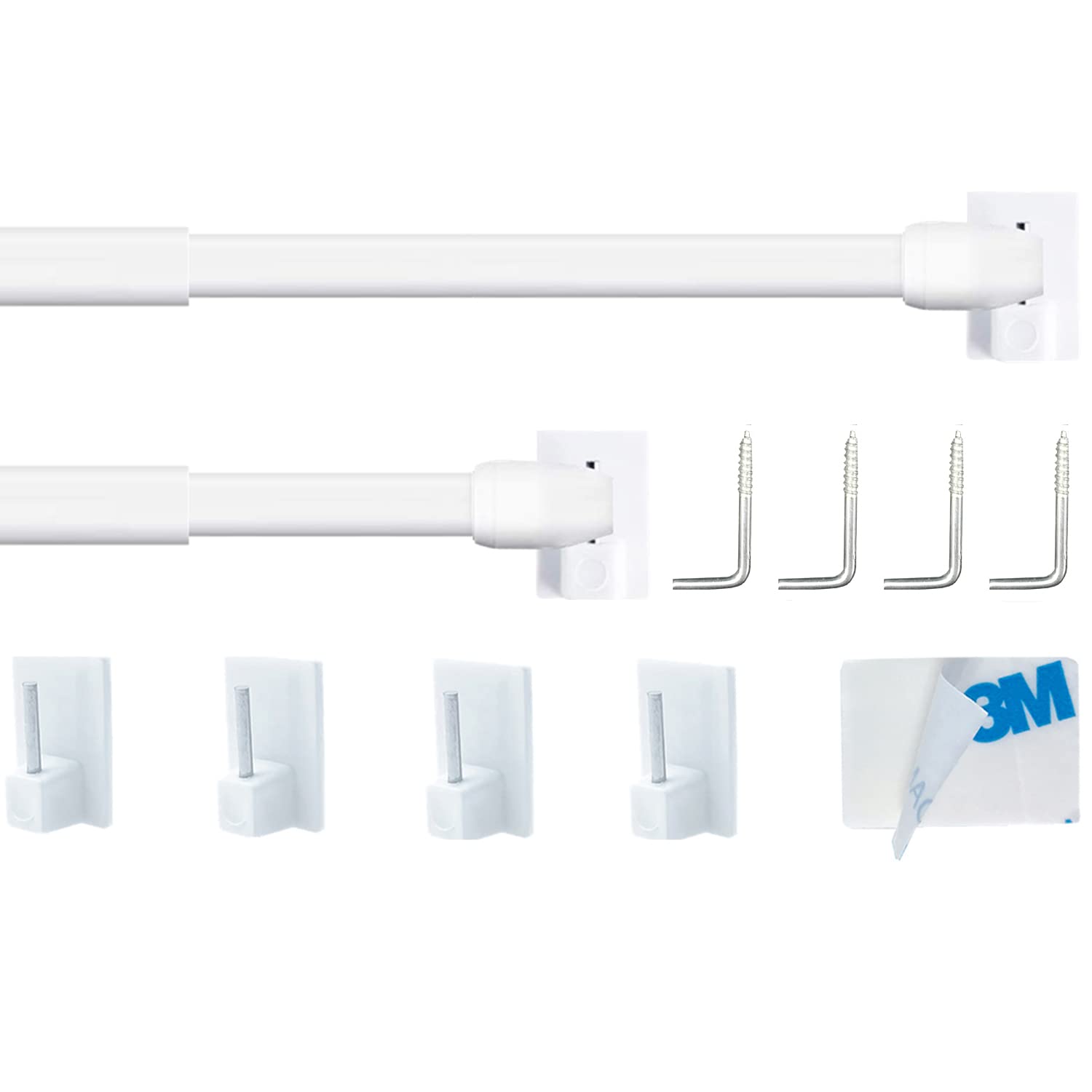 2PCS Net Curtain Rods Extendable, Adjustable Rod for Walls, Extendable Curtain R