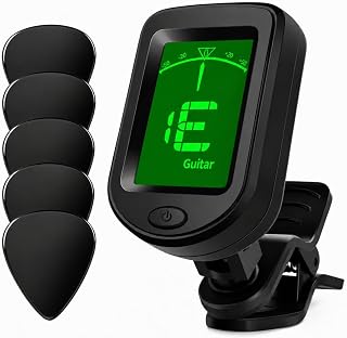 Muso Pro Clip On Guitar Tuner,5 Free Picks and Battery, Chromatic Tuner, Electric Guitar Tuner and Acoustic Guitar Tuner, Chromatic Ukulele Tuner for Guitar Accessories and Bass, Violin.