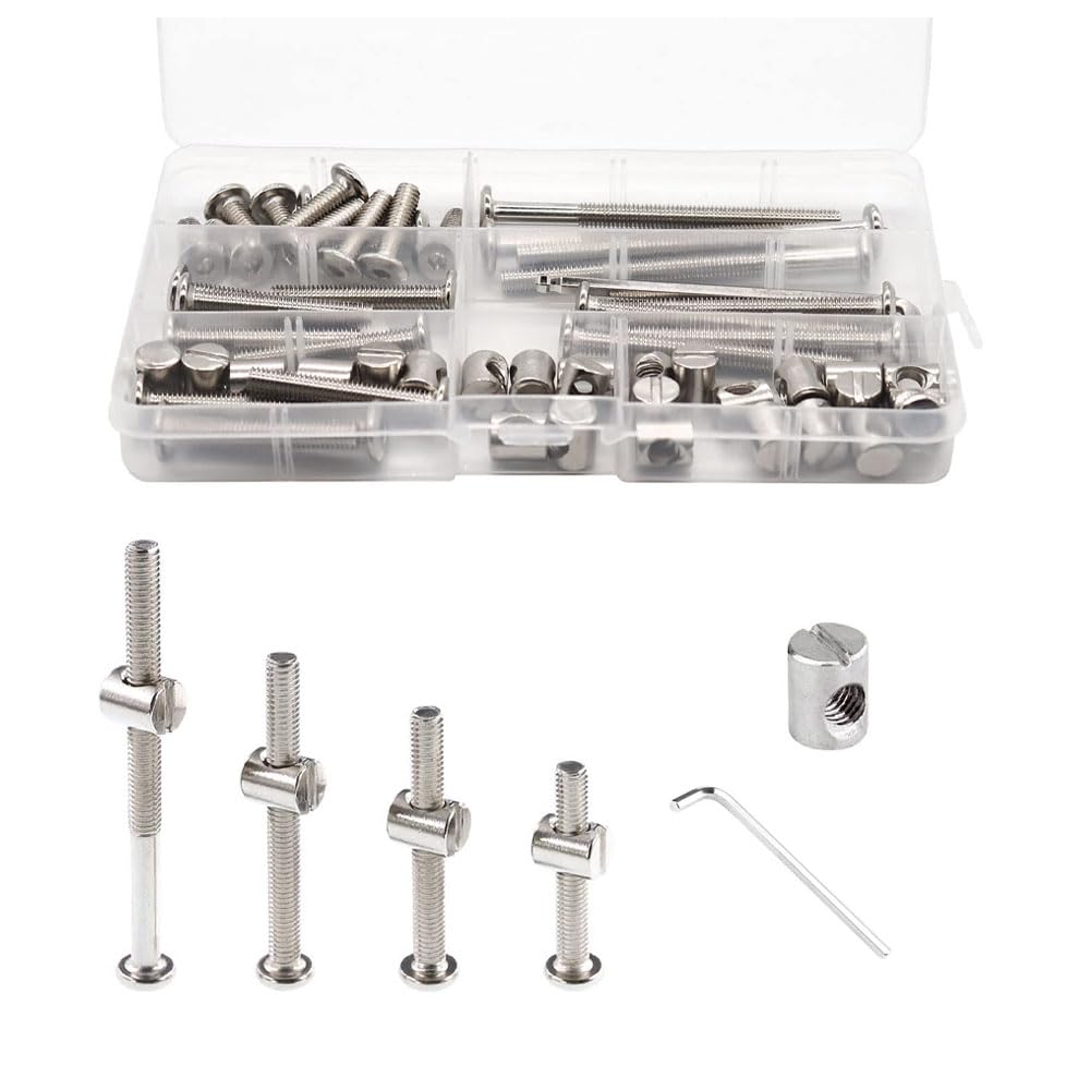 Crib Screws Hardware Replacement Kit - 16 Set M6 Hex Drive Socket Cap Barrel Nut