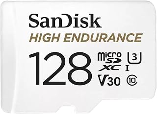 SanDisk 128GB High Endurance microSDXC Card for IP Cameras and Dash Cams + SD Adapter Up to 10,000 Hours of Full HD/4K Video up to 100MB/s UHS-I Class 10 U3 V30