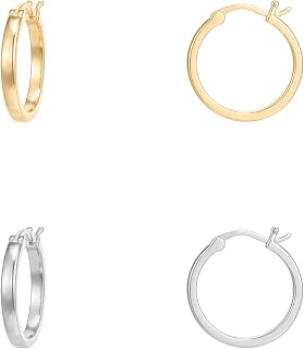 PAVOI Hoop Earrings, 14K Gold Plated, Two Tone Gold, Size 20 Millimeters
