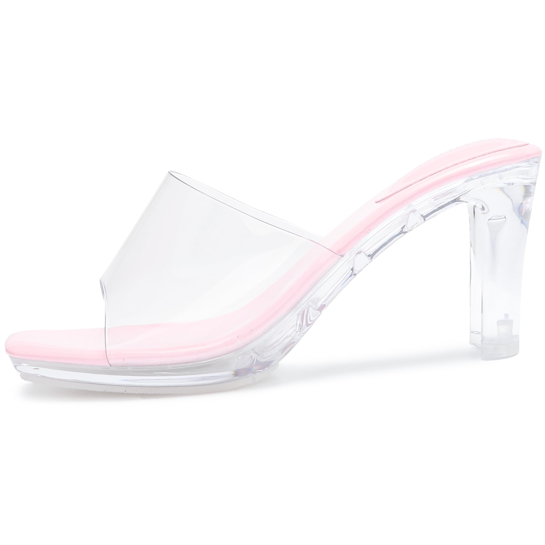 NBUUNBU Chunky Heels for Women Clear Platform Heels Sexy Block High Heels Sandal