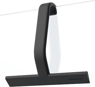 dancemoon JustHang Shower Squeegee with Built-in Hook, 25 cm, Black | Award-Winning Design, All-One-Piece Soft-Touch Silicone, for Shower Door, Bathroom, Window, Mirror, Tile Wall, Car