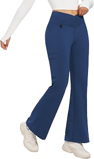 baleaf Fleece Lined Trousers Womens Thermal Flared Leggings Water Resistant Pants with Zip Pockets Winter Walking Hiking