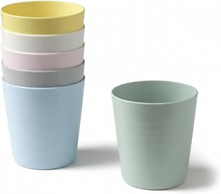EMBO 6pc Plastic KALAS Mug, Multicolour Pastel, 8 cm Diameter, 17 cm Height