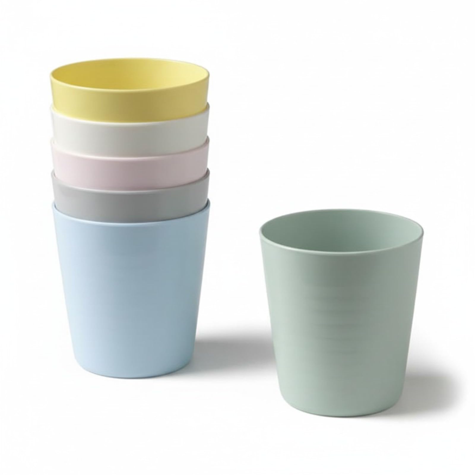 EMBO 6pc Plastic KALAS Mug, Multicolour Pastel, 8 cm Diameter, 17 cm Height