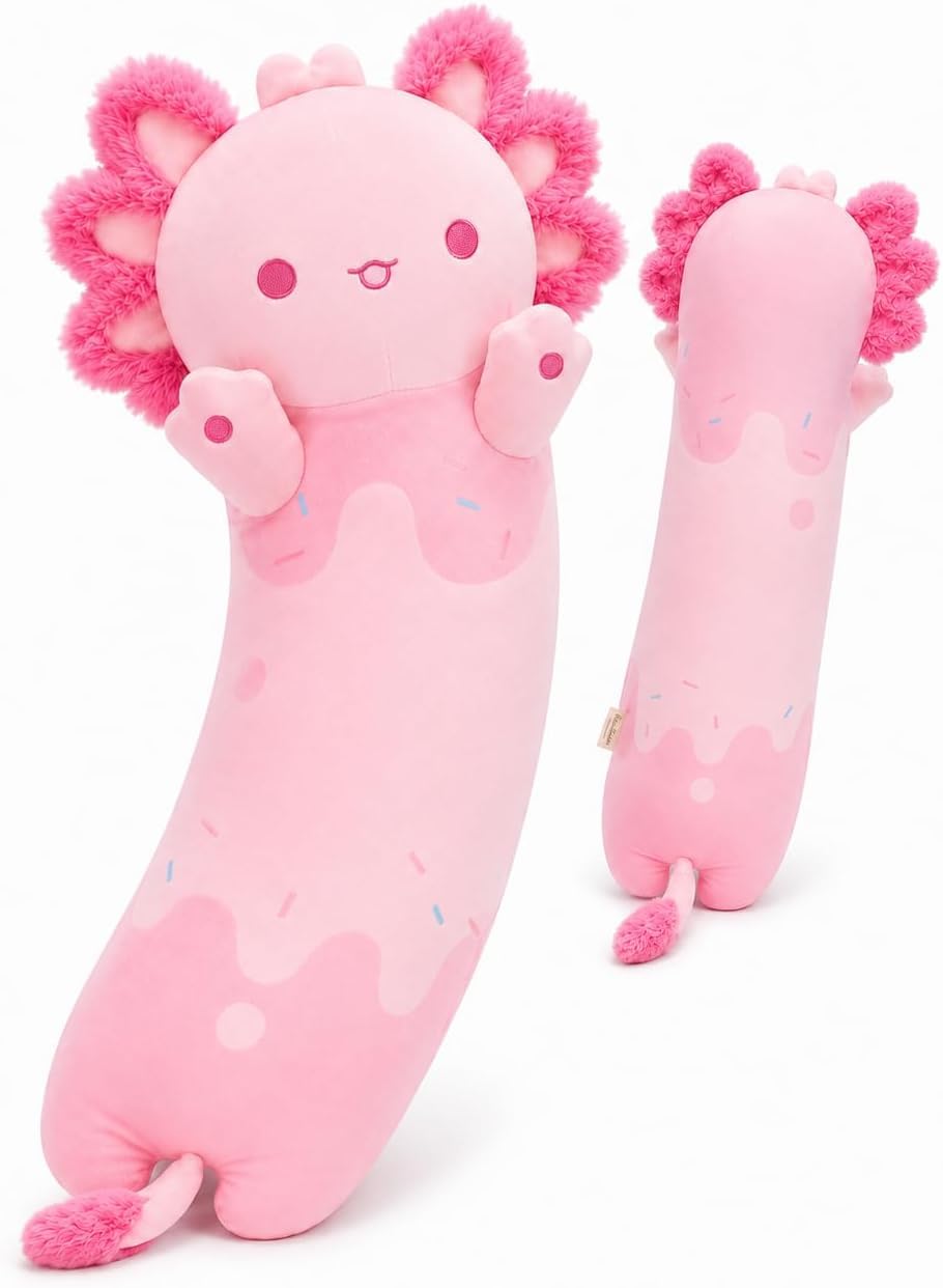 Mewaii Axolotl Plush Pink Body Pillow 20 in, Extra Filling Soft Cute