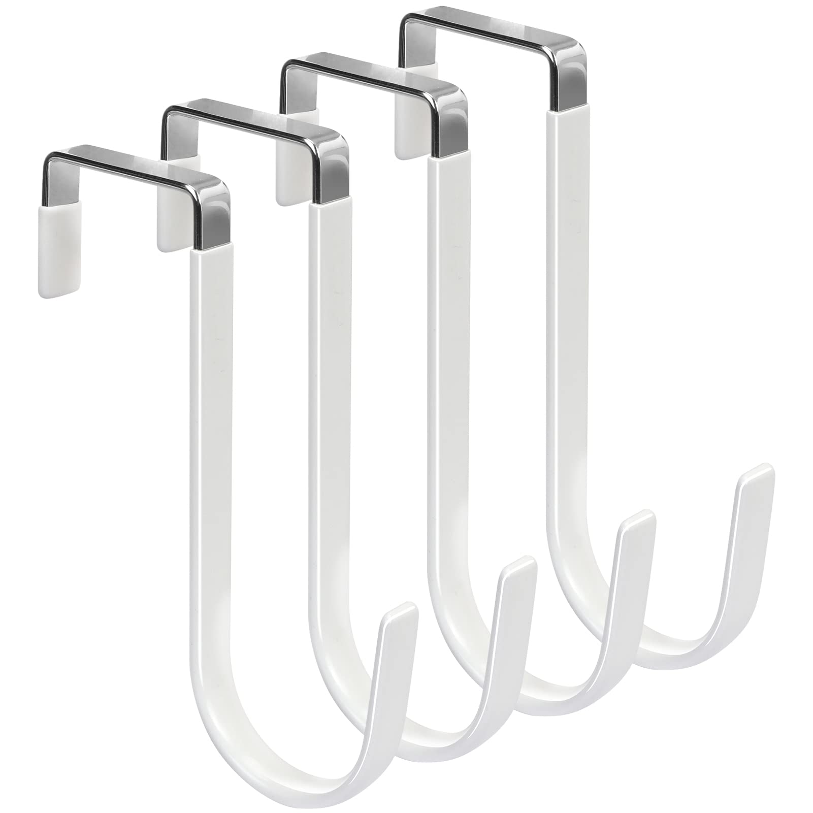 FYY Over the Door Hooks, Single-Hanger 4 Pack, Fits Doors 1 3/8" White | Heavy D