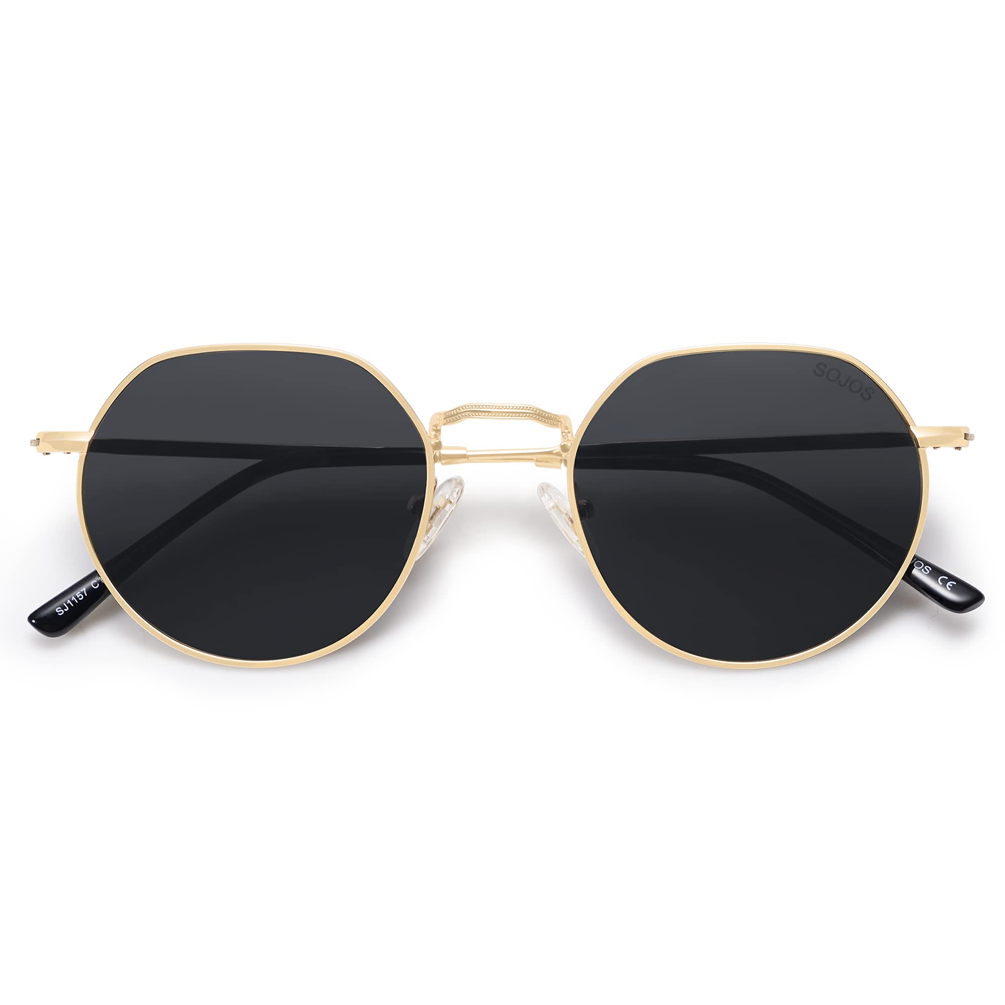 SOJOS Gafas de Sol Polígono Redondo Polarizado para Mujeres Hombres Retro Clásic