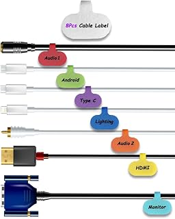 8 Cable Tie Labels, Write on Cord Tags, Wire Labels, Wire Tags for Cable Cord Management and Identification, Multicolor (0.6 x 2.4 inches)
