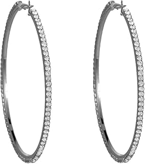 Large Rhinestone Hoop Earrings for Women Girls Hypoallergenic Extra Big 80mm Huggie CZ Hoops Dangle Drop Earring Fashion Chic Party Jewelry Gifts 3 inch