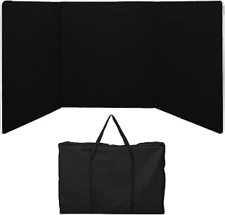 ISXACFF 3-Panel Tabletop Display Presentation Board, 72 x 20 Foldable Trifold Poster Board with Bag,Double Sided Table top Exhibition Board, No Plastic Edging,Black Hook & Loop-Receptive Fabric