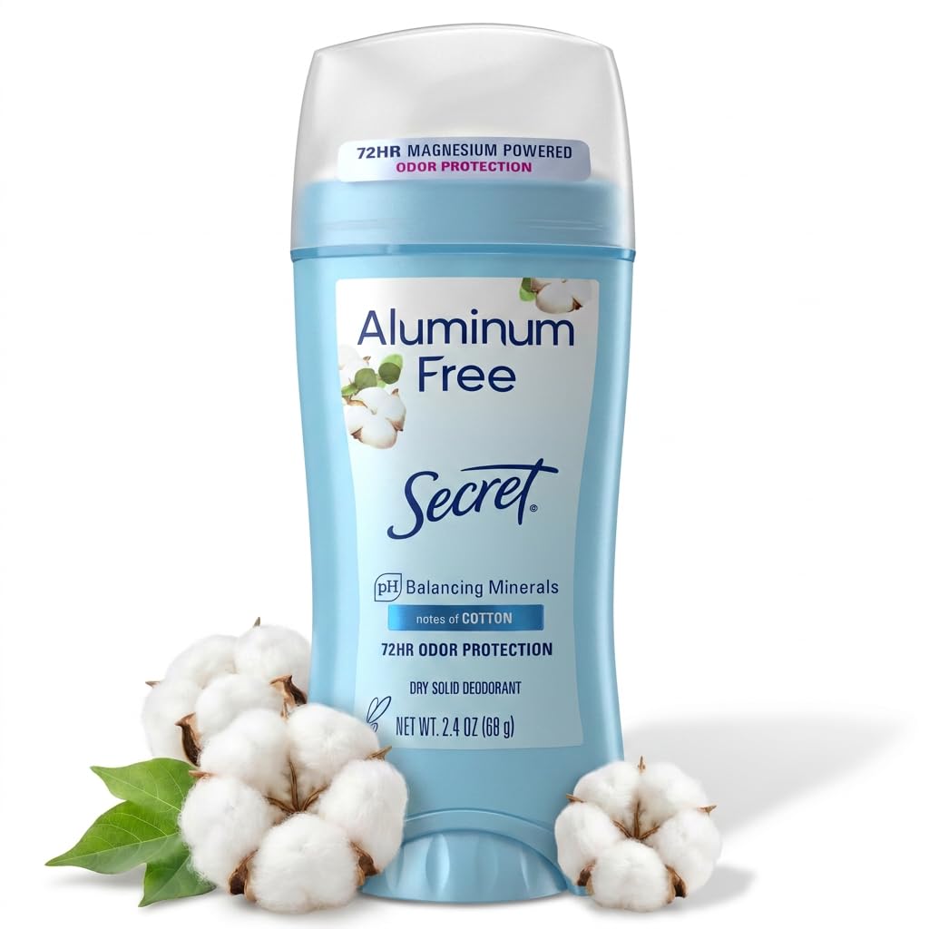 Secret Deodorant for Women, Aluminum Free, Cotton Scent, 2.4 oz | 72HR Odor Prot