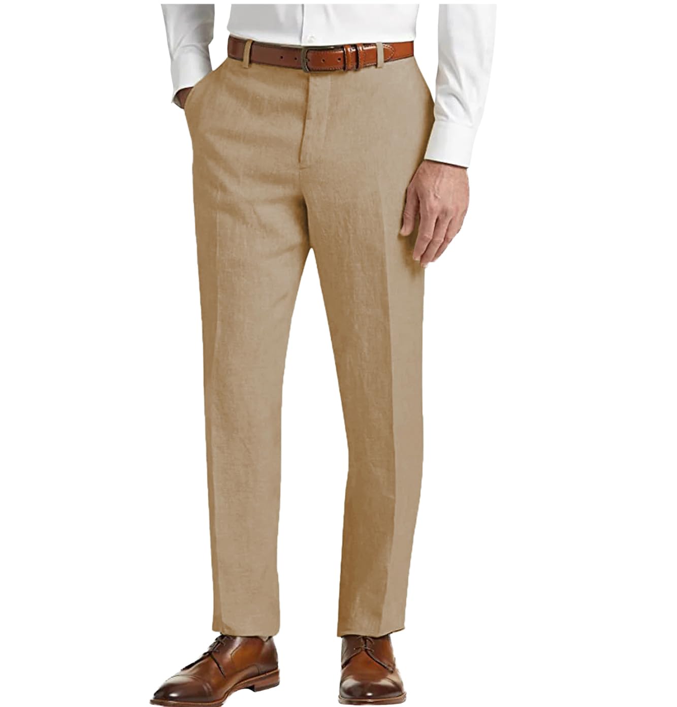 Men's Linen Pants Lightweight Classic Regular Fit Dress Suit Pants for Men Sprin