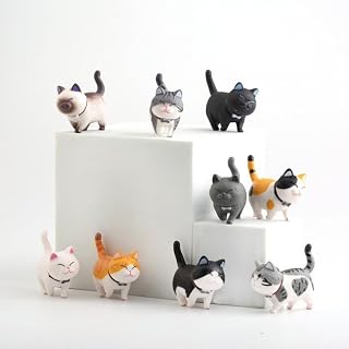 9 Pcs Mini Resin Animal Miniature Cat Micro Landscape Dollhouse Garden Decor