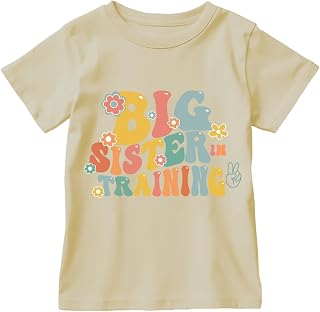 Big Sister Shirt Baby Girl Toddler Short Sleeve Cotton T-Shirt Baby Announcement Tees Outfits 1-7 Years