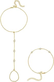 adoyi Gold Bracelets for Women, 14K Gold Plated Stackable Bracelet Stack Set Adjustable Charm Paperclip Chain Cuban Link Layered Waterproof Jewelry Sets Gifts for Womens 6.5 Inch