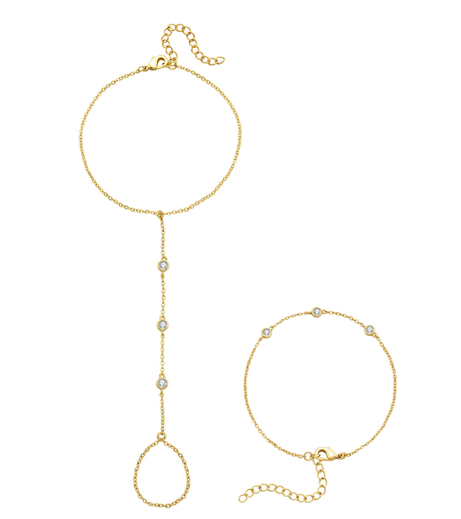 adoyi Gold Bracelets for Women, 14K Gold Plated Stackable Bracelet Stack Set Adj