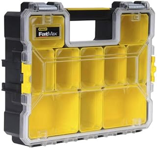 STANLEY FATMAX 10-Compartment Deep Organizer with Metal Latches, 1-97-518 | Waterproof Seal, Easy Access Lid, Durable and Stackable Design