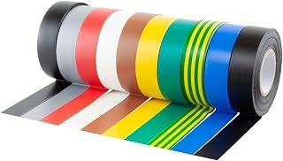 Gocableties 10 Rolls Multi Pack of PVC Electrical Insulation Tape, 20m x 19mm, Premium Multi-colour Mixed 10 Rolls