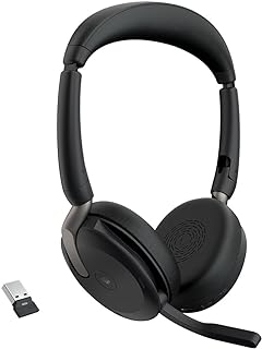 Jabra Evolve2 65 Flex Auriculares Estéreo Inalámbricos con Bluetooth, Tecnología ClearVoice con Cancelación de Ruido y ANC Híbrido, Certificados para MS Teams, Negro