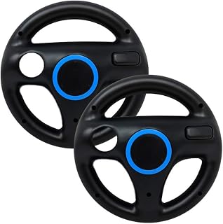 Old Skool Mario Kart Racing Wheel Compatible with Wii & Wii U, Black 2 Pack | Compatible With Wii U, Wii, 2 Pack, Racing Wheel Accessory, Black