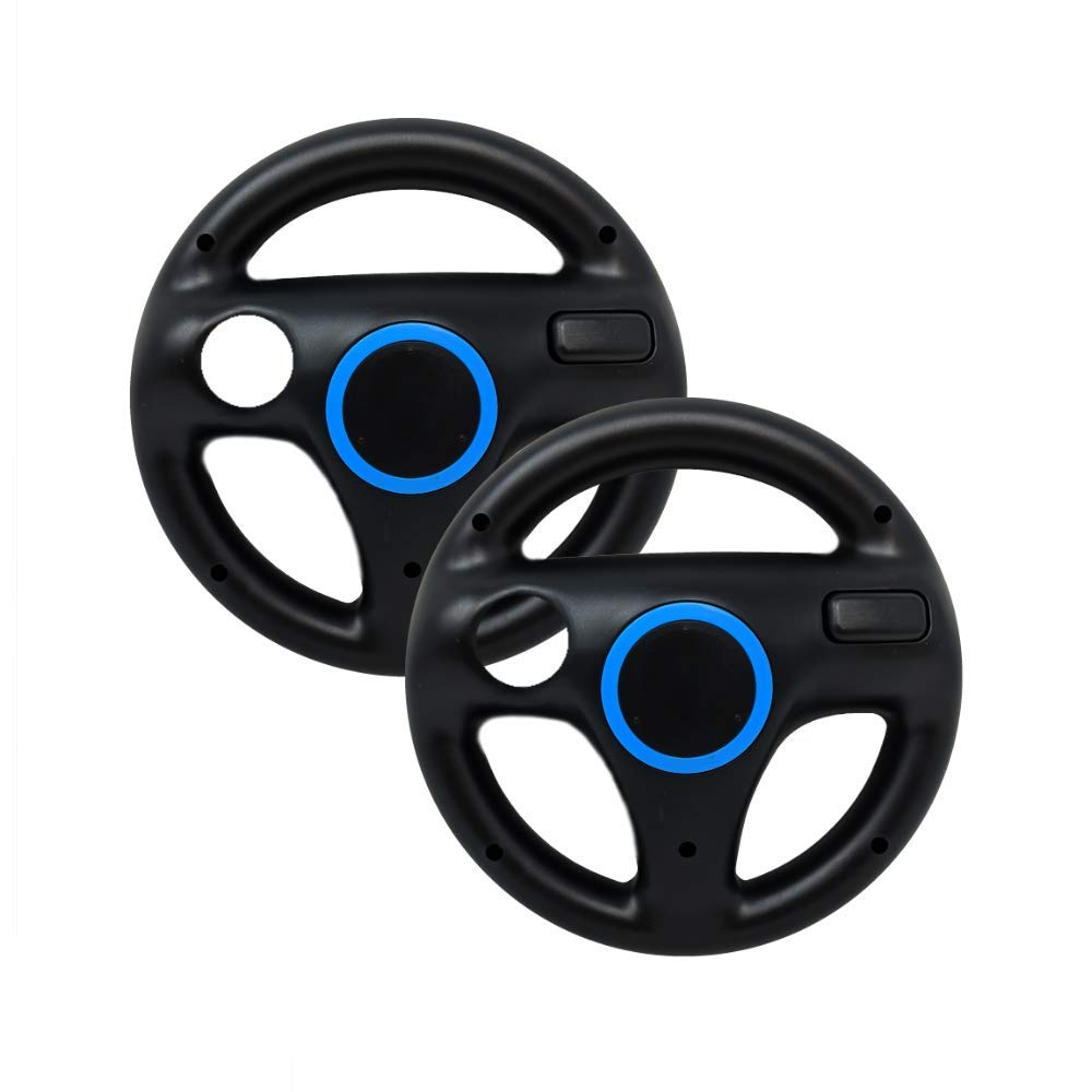 Old Skool Mario Kart Racing Wheel Compatible with Wii & Wii U, Black 2 Pack | Co