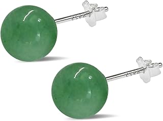 Jade Earrings Studs Green Jade Earrings for Women,925 Sterling Silver Stud Earrings Jade Jewellery Good Luck Earrings Gift for Birthday Anniversary