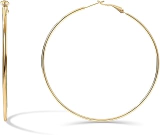 PAVOI Gold Hoop Earrings for Women, 14K Gold Plated Paddle-Back Hoops