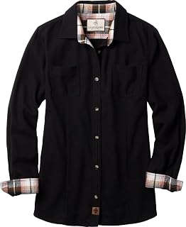 [Legendary Whitetails] Long Sleeve Cottage Escape Flannel Long Sleeve Plaid and Solid Color Clothes for Women, Fitted Button Down