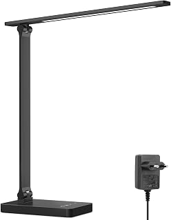 Lepro LED Desk Lamp 750 LM Dimmable Black | 5 Color Modes, 5 Brightness Levels, Touch Control, with Adapter, Eye Care for Bed, Office, Reading, Studying