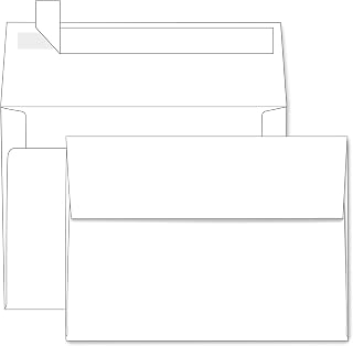 A7 White Self Seal Envelopes 100 Pack, 5.25 x 7.25 inches,120GSM | Goefun Printable Envelopes for 5x7 Cards, Invitations, Weddings, Graduation, Photos, Baby Shower