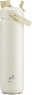 POWCAN Insulated Water Bottle with 2-in-1 Straw and Spout Lid, Keep Cold 24H, Leak-Proof, BPA-Free, Double Wall Stainless Steel Water Bottle for Sports, Gym, Travel, and School, 26 oz, Oat