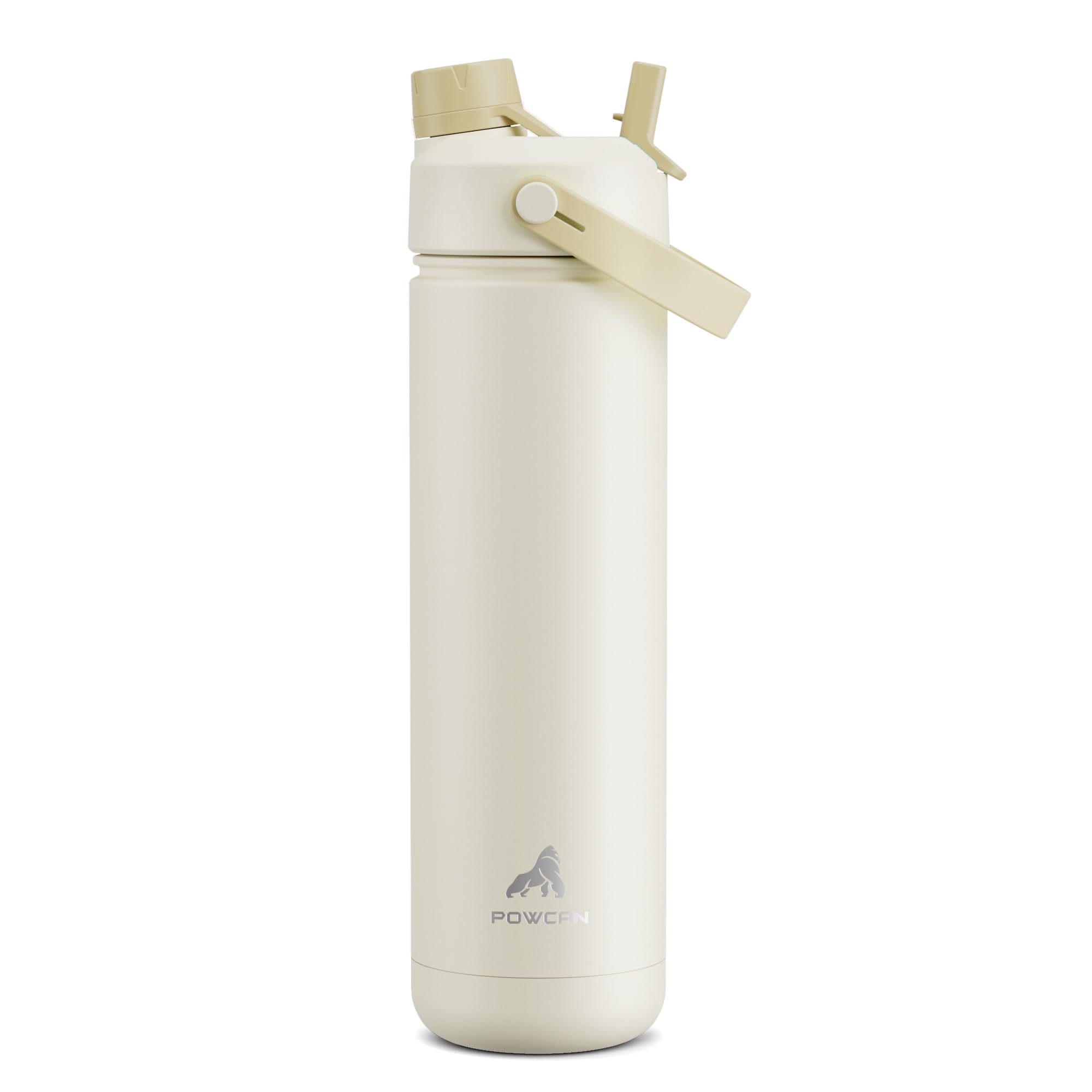 POWCAN Insulated Water Bottle with 2-in-1 Straw and Spout Lid, Keep Cold 24H, Le