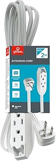 Globe Electric 24202 6.5ft Medium Duty 3-Outlet Indoor Extension Cord, Grounded, White