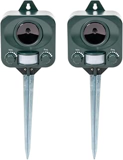 Pestbye® Battery Operated Motion Activated Waterproof Cat Repellent - Quick Fix Ultrasonic Cat Scarer with Ground Stake - Set of 2