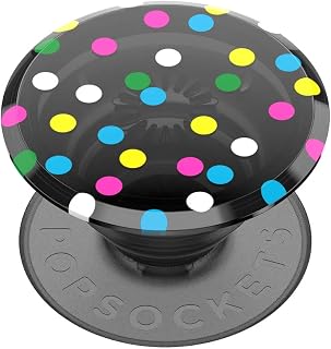 PopSockets, Translucent Phone Grip with Expanding Stand, Black with Coloured Dots (Black Disco)