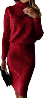 ORANDESIGNE Women's Turtleneck Dress Set 2 Pieces Winter Clothes Sweater and Skirt Elegant Knitted Dress Bodycon Skirt